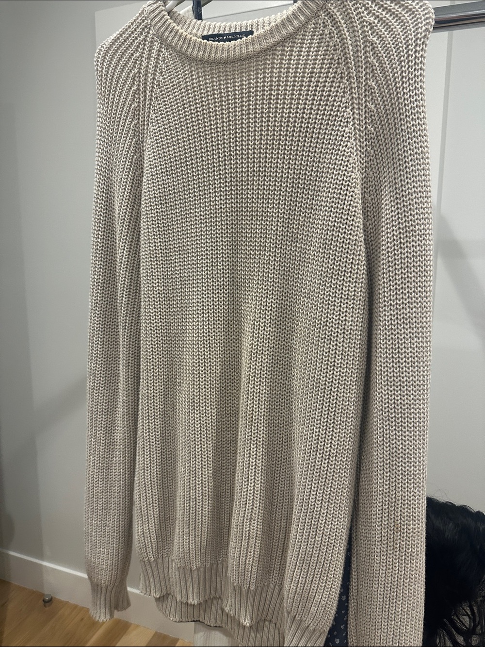 Light Beige Knit Crewneck Sweater - brandy Melville. Runs large!